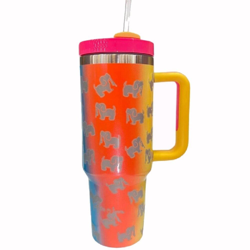 Puppie Love Dog 40 ounce Rainbow Stainless Steel Travel Tumbler -NEW Fast Ship